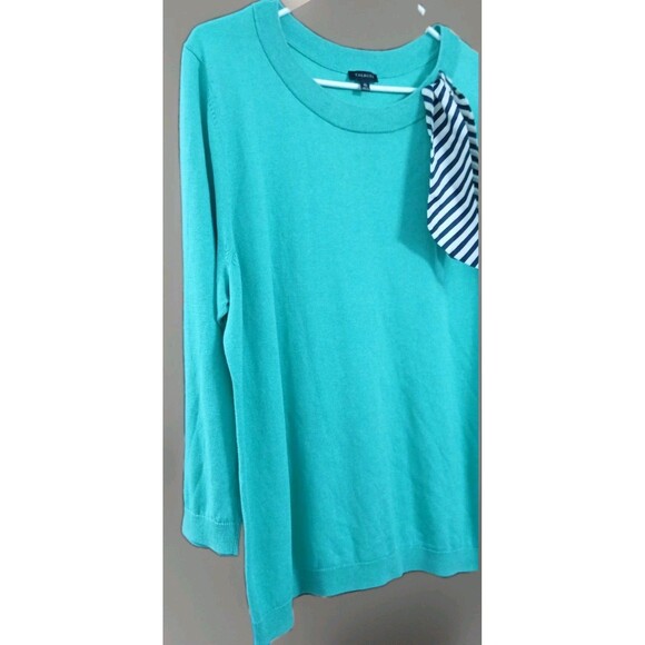 Talbots XL Green Silk Tie Neck Sweater Old Money Coastal Grandma Preppy - Picture 2 of 8